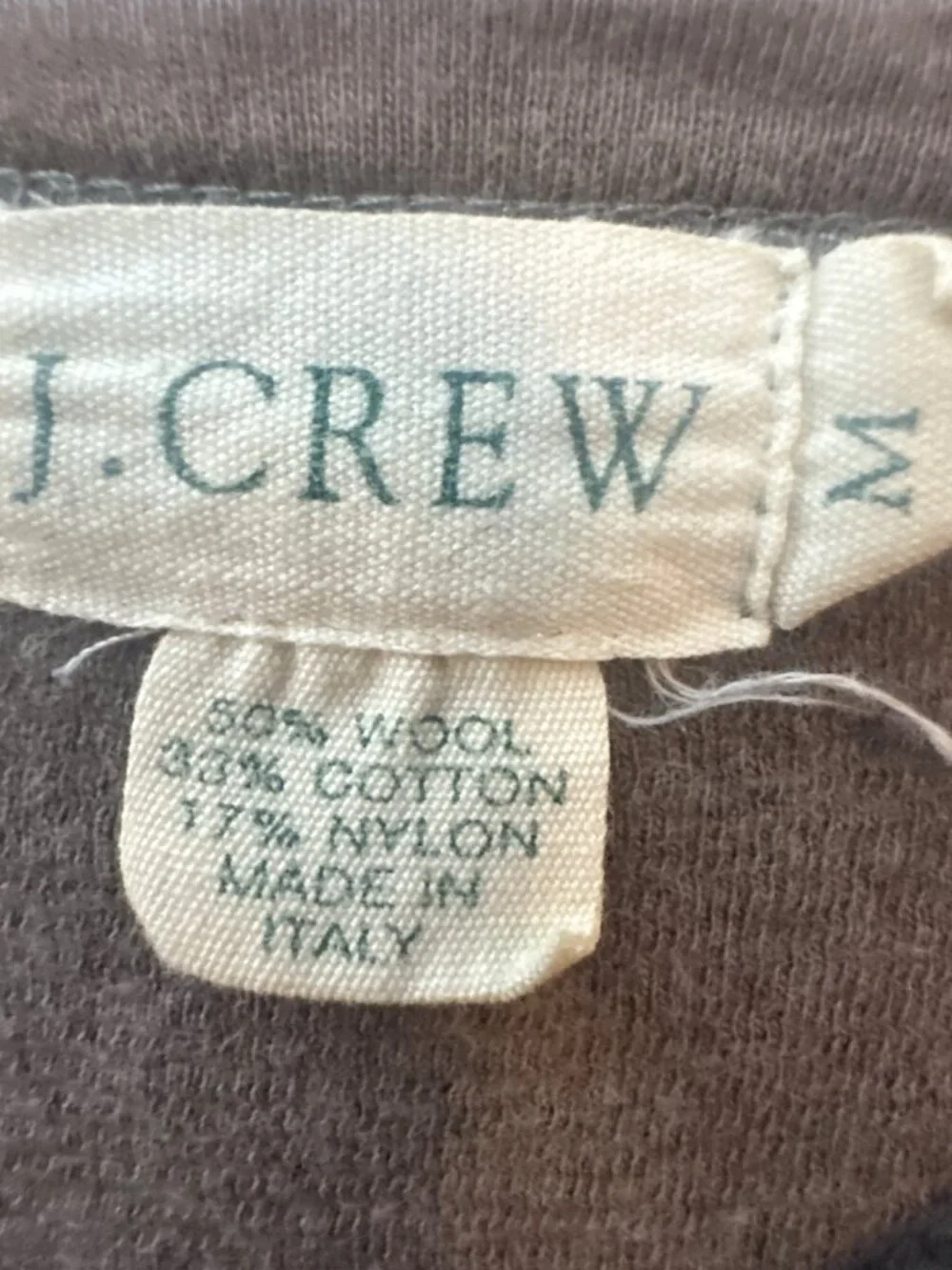 Vintage J.Crew Women M Wool Cotton Henley Sweater Made Italy Gray Academia